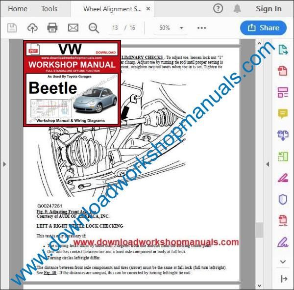 VW Volkswagen Beetle Repair Manual pdf
