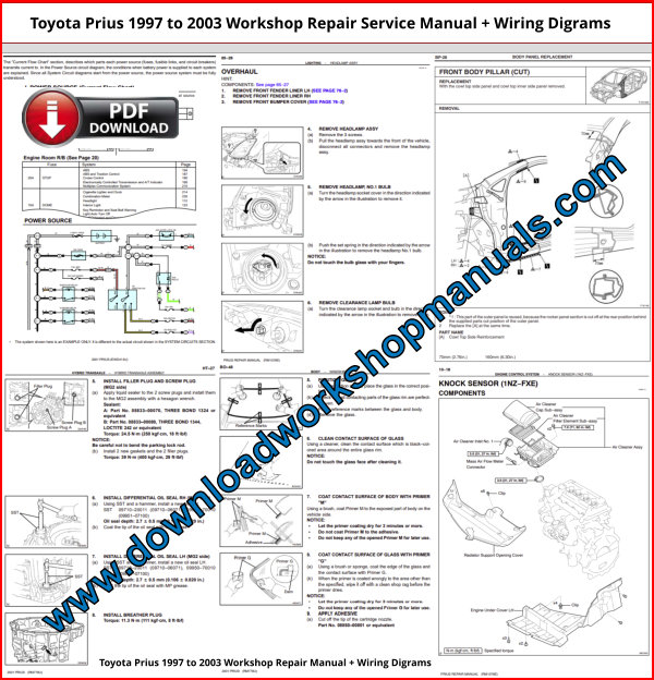 Toyota Prius 1997 to 2003 Workshop Repair Manual