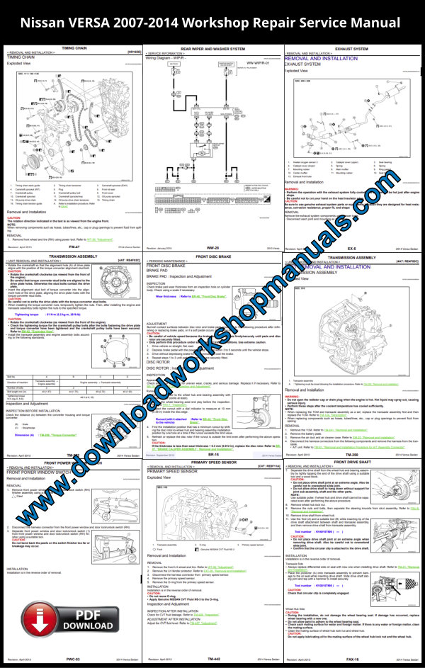Nissan Versa Workshop Repair Manual PDF