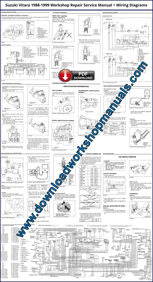 Suzuki Vitara 1988 to 1999 Workshop Repair Manual Download