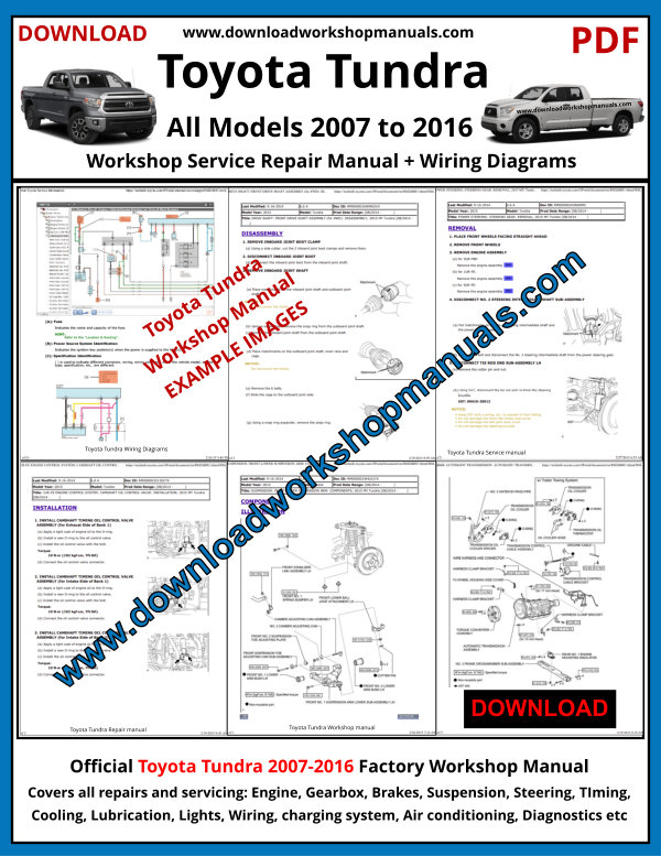 2WD & 4WD Toyota Tundra 2007-2014 & Sequoia 2008-2014 Chilton Workshop Manual 