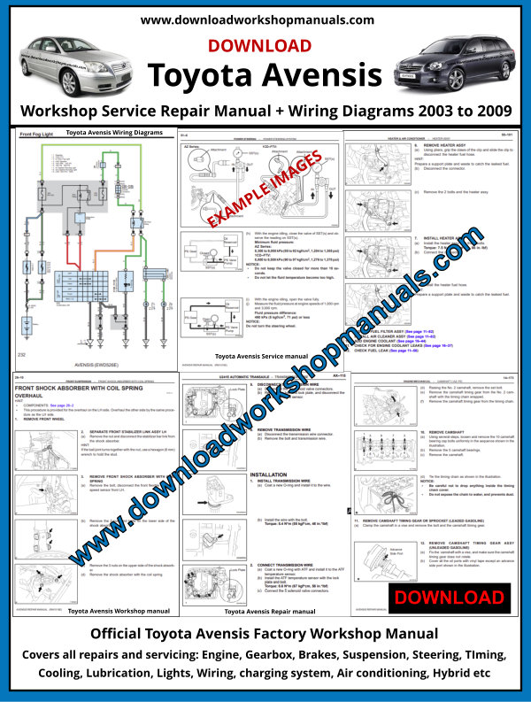 Toyota Avensis Workshop Service Repair Manual
