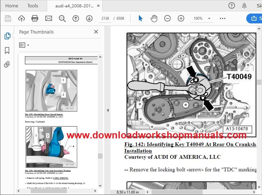 Audi a4 2008 to 2016 workshop manual PDF