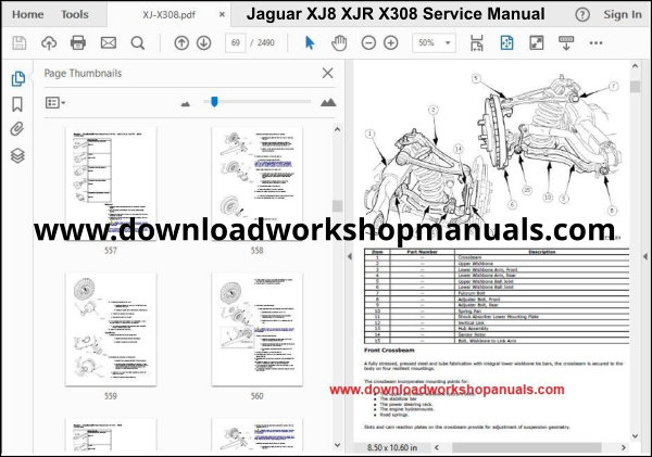 Jaguar XJ8 XJR X308 Service Manual Download