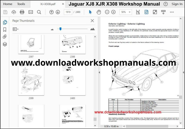 Jaguar XJ8 XJR X308 Workshop Manual download