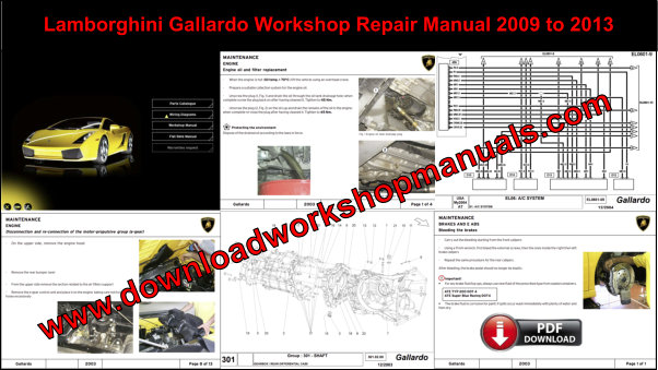 Lamborghini Gallardo PDF Workshop Repair Manual 2009 to 2013
