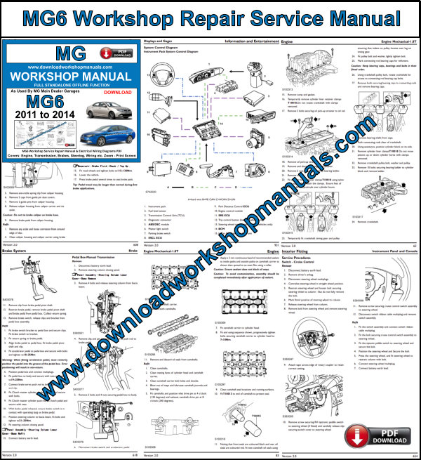 MG6 Workshop Repair Service Manual PDF