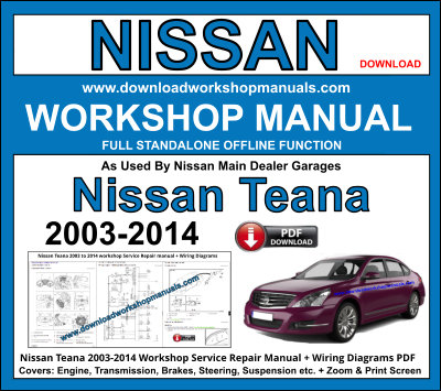 Nissan Teana workshop repair manual