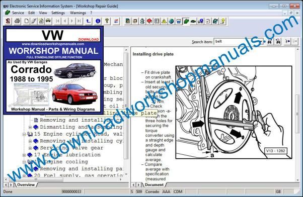 Servicio De Reparación Manual De Taller Oficial Para Volkswagen Corrado 1988-1995 