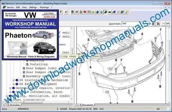 VW Volkswagen Phaeton Workshop Manual