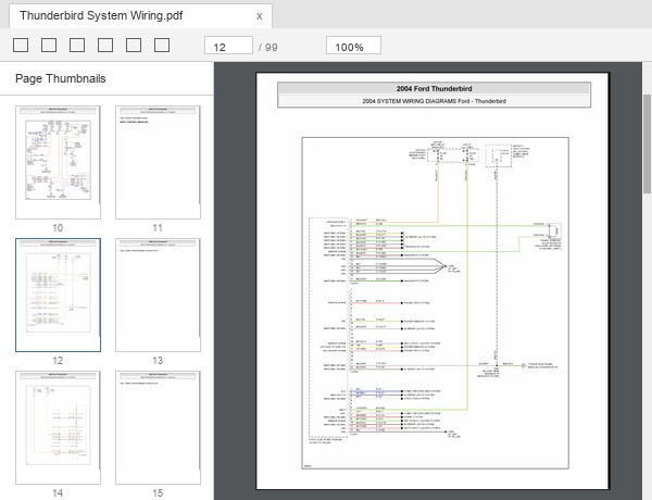 Ford Thunderbird 2004 system wiring diagram sample page